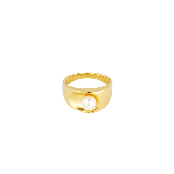 Pearl Solo Ring - vergoldetes Silber