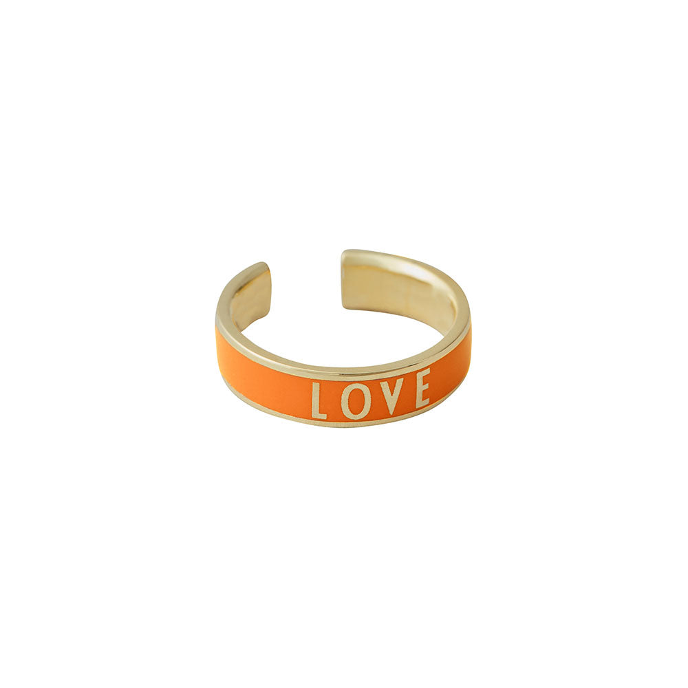 #color_orangelove, 18 Karat vergoldetes bonbon statement-ring mit details in emaille einstellbar von ringgröße 48-58 geschenkidee zum Geburtstag, Muttertag, Valentinstag