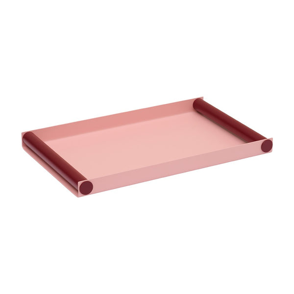 Ray Tray Serviertablett groß in Rosa/Burgund aus pulverbeschichtetem Stahl mit matter Oberfläche