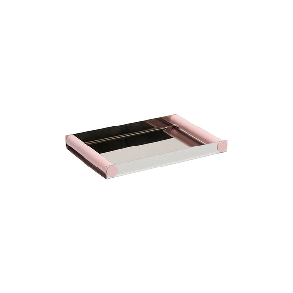 Ray Tray Disco Serviertablett Medium in Pink aus poliertem Edelstahl mit spiegelnder Oberfläche