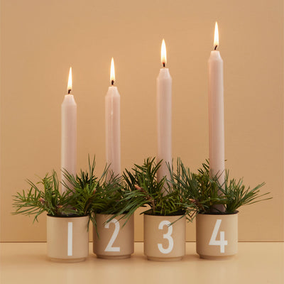 Advent Set Beige Mini Cups + Candle Holders