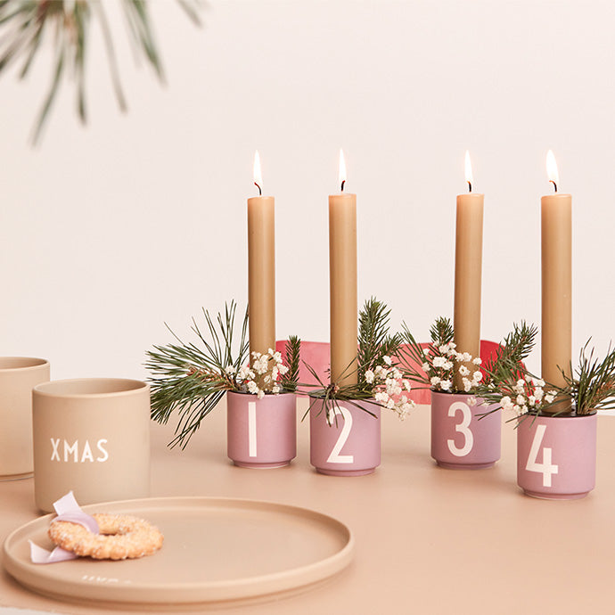 Advent Set Lavendar Mini Cups + Candle Holders