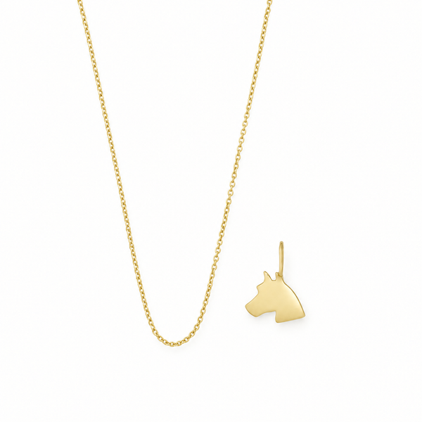 Set: Lucky Icon Necklace Pferd – Ankerkette 55 cm & Pferde-Charm, vergoldet