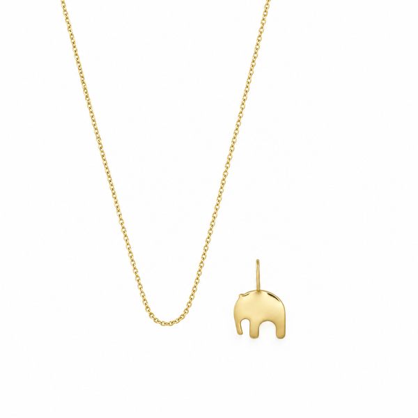 Set: Lucky Icon Necklace Elefant – Ankerkette 55 cm & Elefanten-Charm, vergoldet