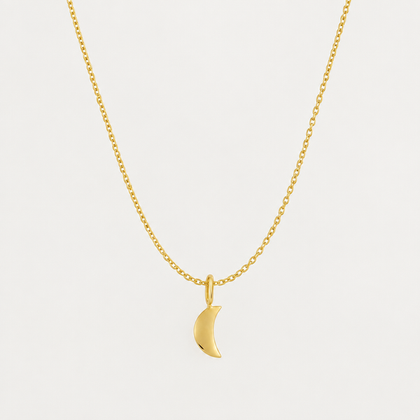 Set: Darling Necklace Mond – Ankerkette 45 cm & Darling Charm Mond, vergoldet