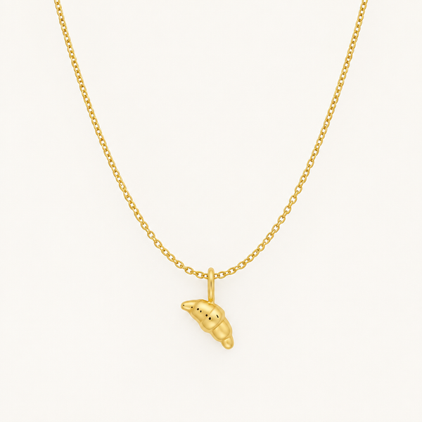 Set: Darling Necklace Croissant – Ankerkette 45 cm & Darling Charm Croissant, vergoldet