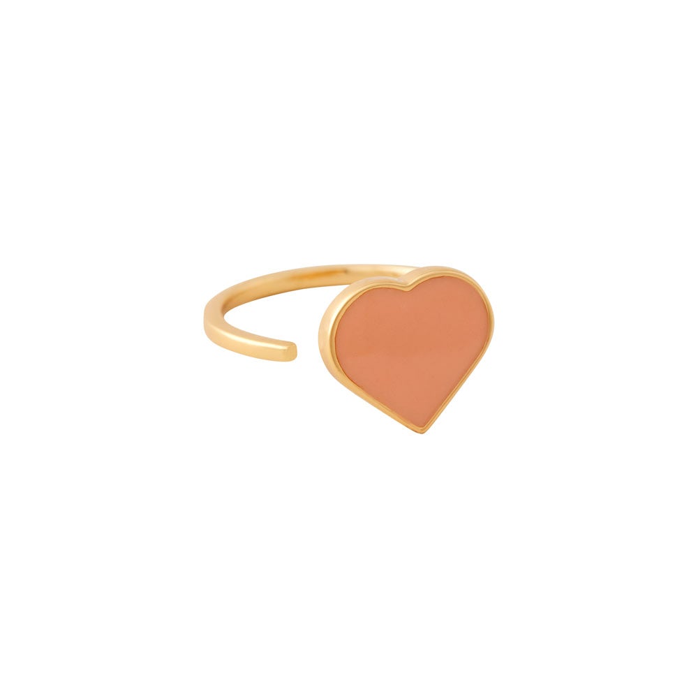 Gold Ring mit großem Emaille-Herz