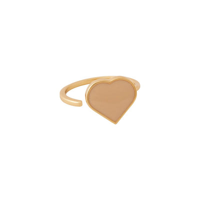 Gold Ring mit großem Emaille-Herz