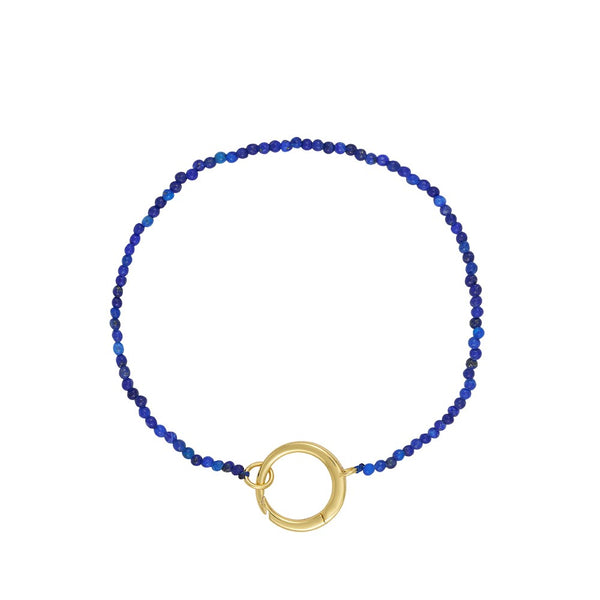 Gemstone Charm Lock Bracelet 2mm
