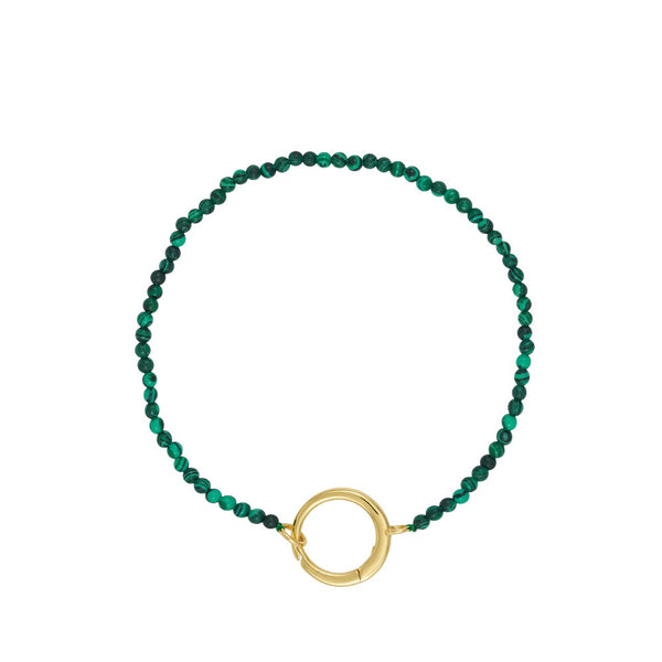 Gemstone Charm Lock Bracelet 2mm