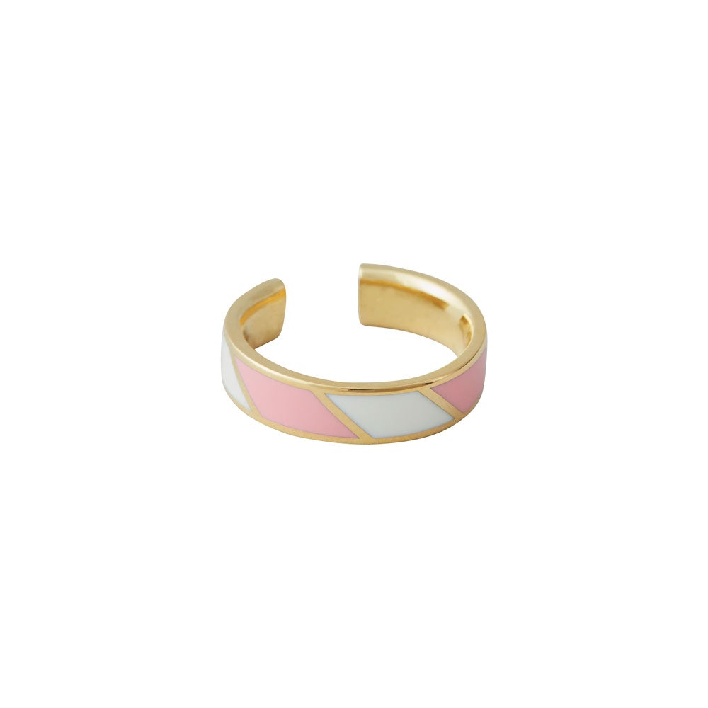 18 Karat vergoldetes gestreifter Ring mit details in emaille einstellbar ringgröße 48-58 geschenkidee zum Geburtstag, Valentinstag oder als BFF-Geschenk