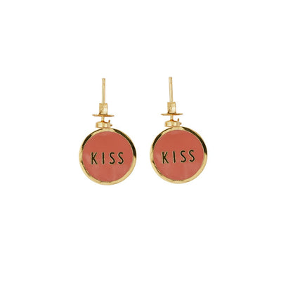 Ohrringe aus emaille und vergoldetem messing durchmesser 15 mm schöne eschenkidee zum Valentinstag, geburtstag oder als BFF-Geschenk.